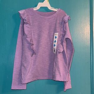 Lavender Ruffle Long Sleeve Kids Tee